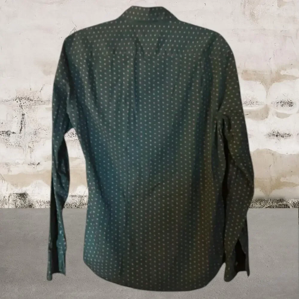 J. Crew Men's Green Button Down Slim Shirt with Geometric Pattern Size Small